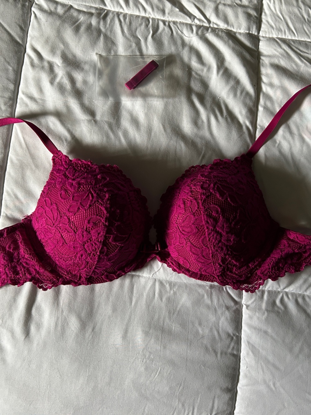 Frederick's of Hollywood Lace Push-Up Bra in Magenta